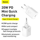 Caricabatteria USB-C Baseus 20W super-si QC CCSUP-C02 white