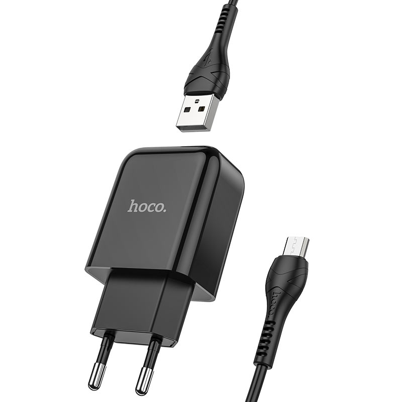 Caricabatteria USB Hoco N2 2.1A + cavo MicroUsb black