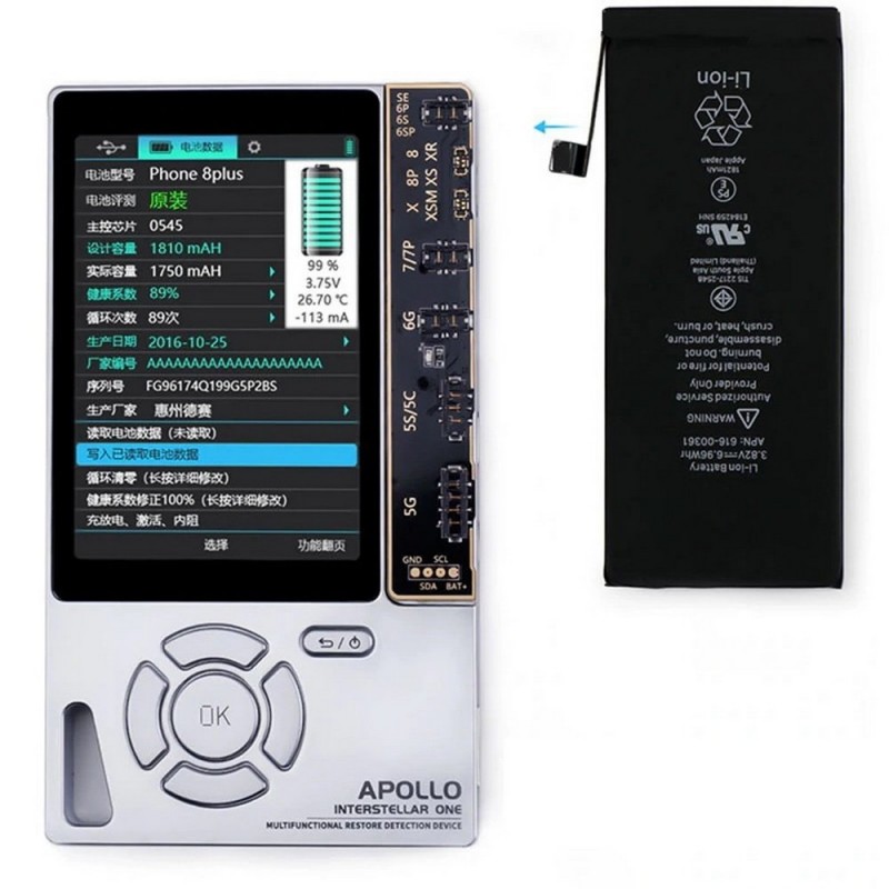 QianLi Apollo Interstellar One programatore per iPhone LCD EEPROM truetone, tester batteria, vibrazione e cavi dati