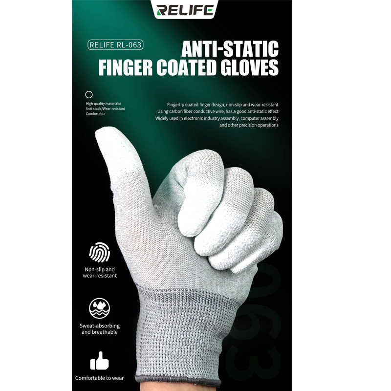 Guanti protettivi antistatici Relife RL-063 con punta delle dita rivestite in PU