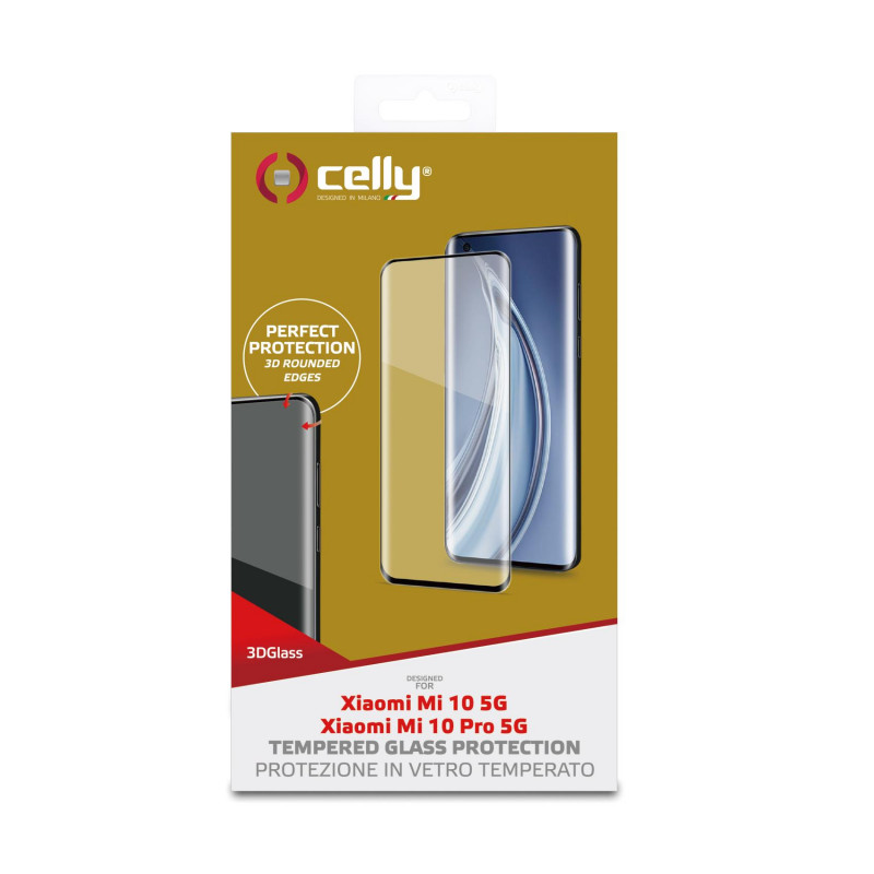 Pellicola vetro Celly Xiaomi Mi 10 Mi 10 Pro 3D glass 3DGLASS901BK