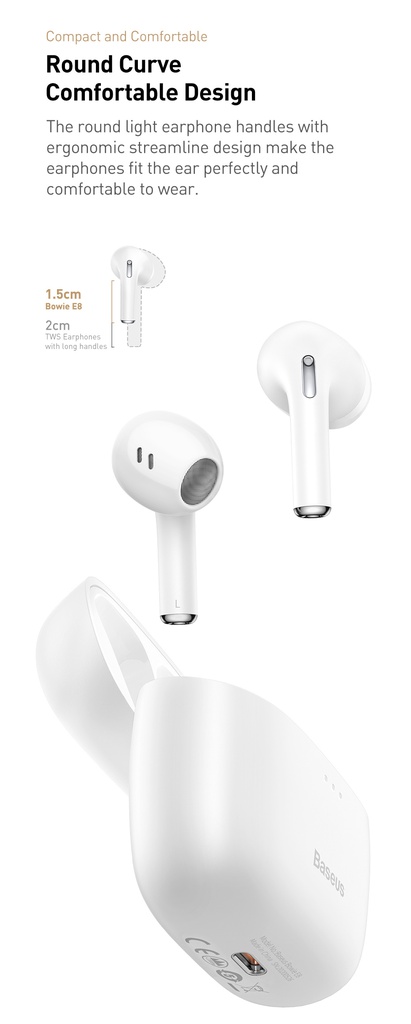Auricolare bluetooth Baseus Bowie E8 TWS pods-style NGE8-01 black