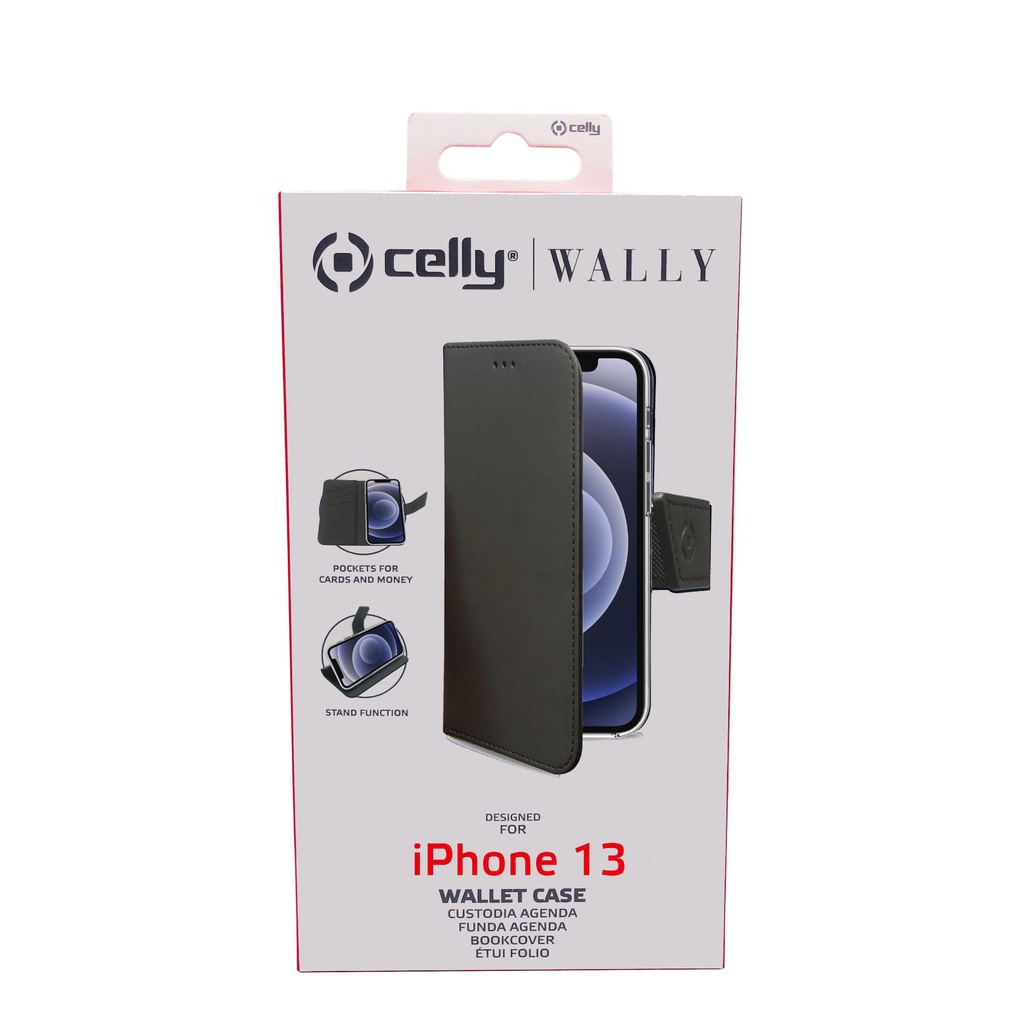 Custodia Celly iPhone 13 wallet case black WALLY1007