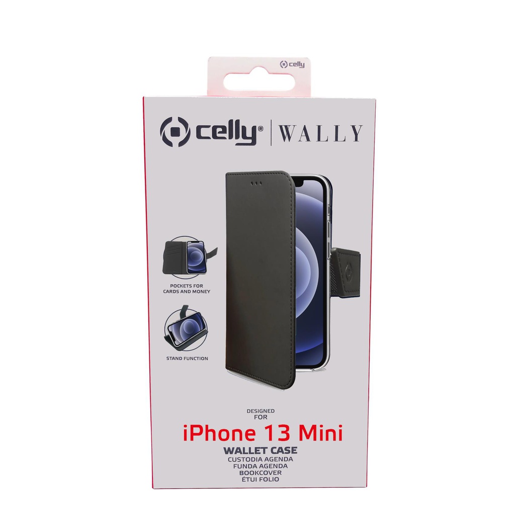 Custodia Celly iPhone 13 Mini wallet case black WALLY1006