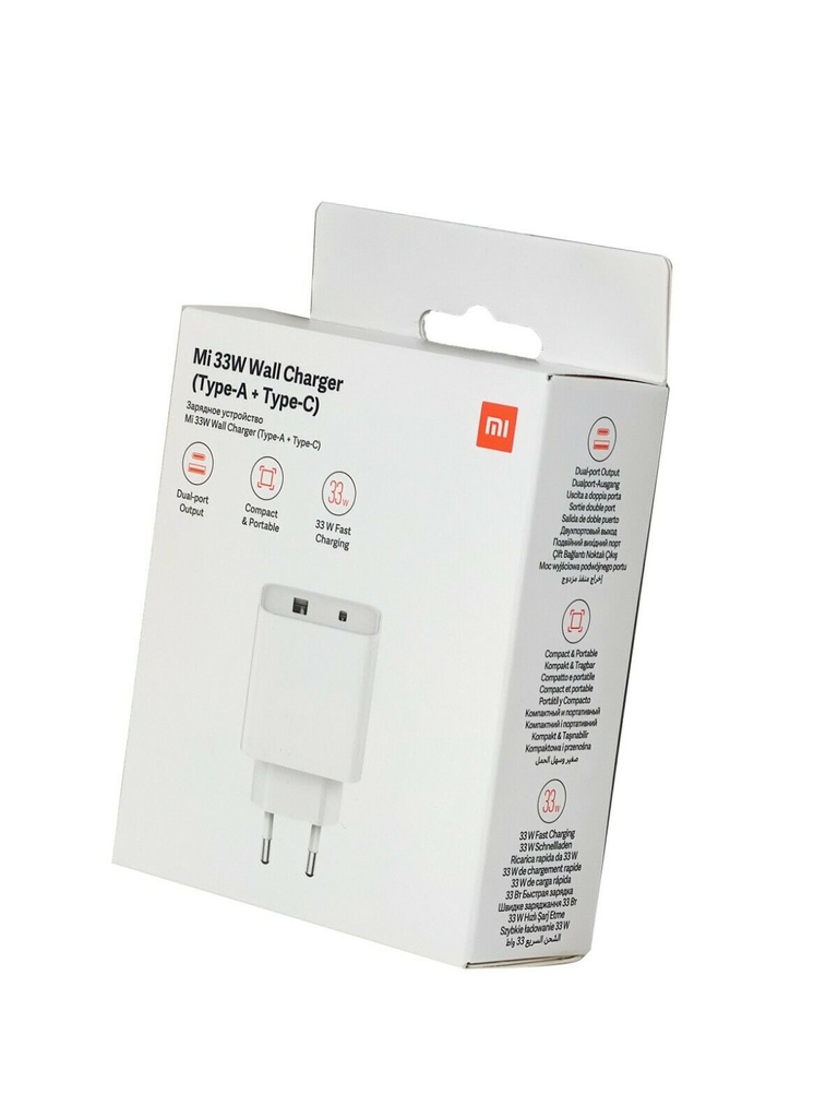 Caricabatteria USB Xiaomi Mi 33W fast charger 2 porte USB + USB-C white BHR4996GL