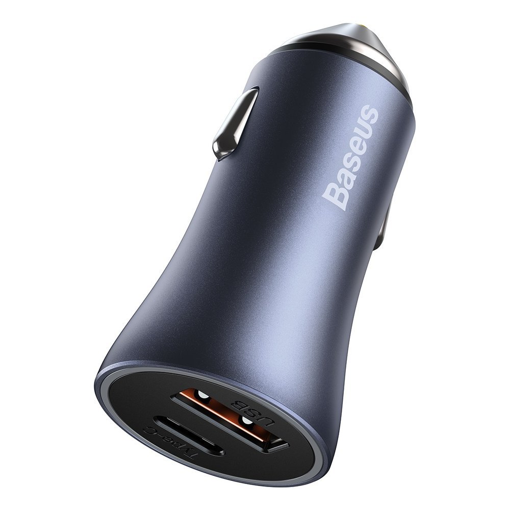 Baseus caricabatteria da auto 40W USB+USB-C QC SCP + cavo Type-C a Lightning 1mt Golden Contactor Pro black TZCCJD-B0G