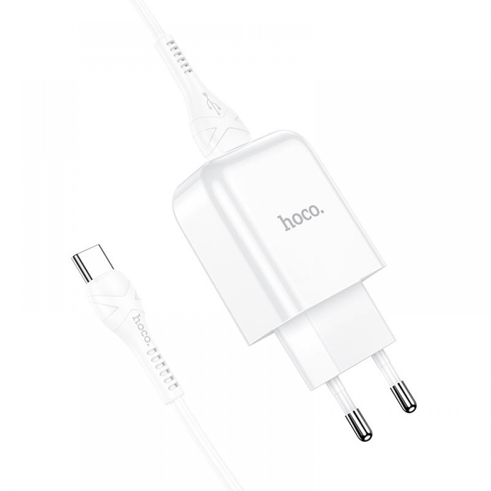 Hoco Caricabatterie USB 2.1A + cavo Type-C white N2