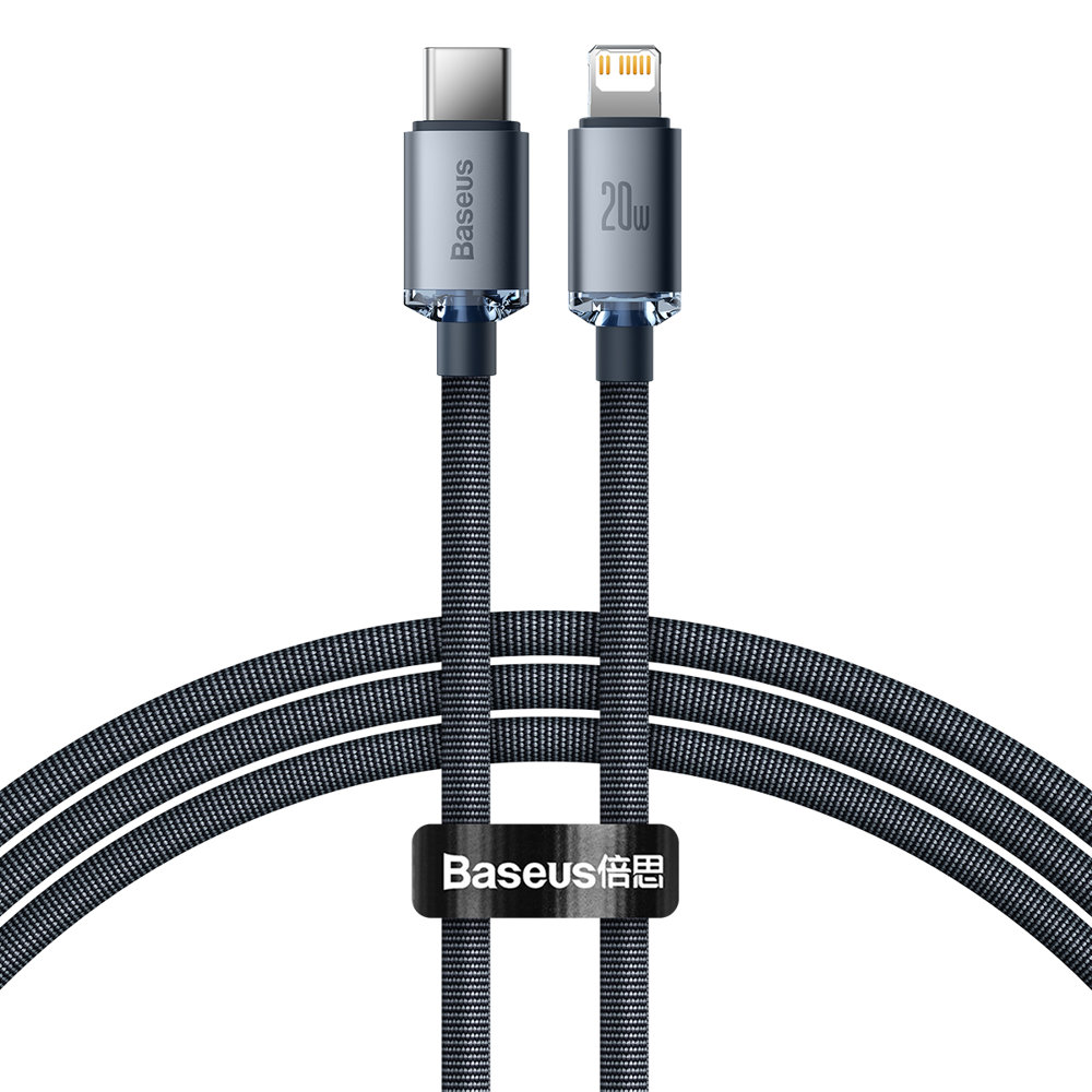 Baseus Cavo Dati Type-C to Lightning 20W 1.2mt Crystal Shine Series black CAJY000201