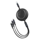 Baseus Cavo Dati 3 in 1 retrattile micro USB, Lightning, Type-C 3.5A 1.2mt Bright Mirror black CAMLT-MJ01