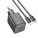 Hoco Caricabatterie 20W 2 porte (USB + USB-C) con Cavo Type-c to Type-c black N41