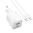 Hoco Caricabatterie 20W 2 porte (USB + USB-C) con Cavo Type-c to Type-c white N41