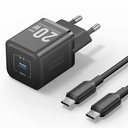 Vention Charger 20W USB-C GaN with Data Cable Type-C to Type-C 1 mt Black TZ-FEPB0-EU-01