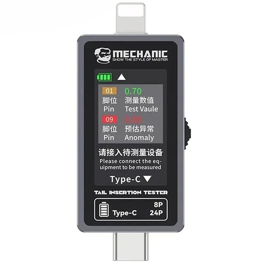 [6942174890015] Mechanic Tester Corrente e Voltaggio USB-C - Lightning T-824
